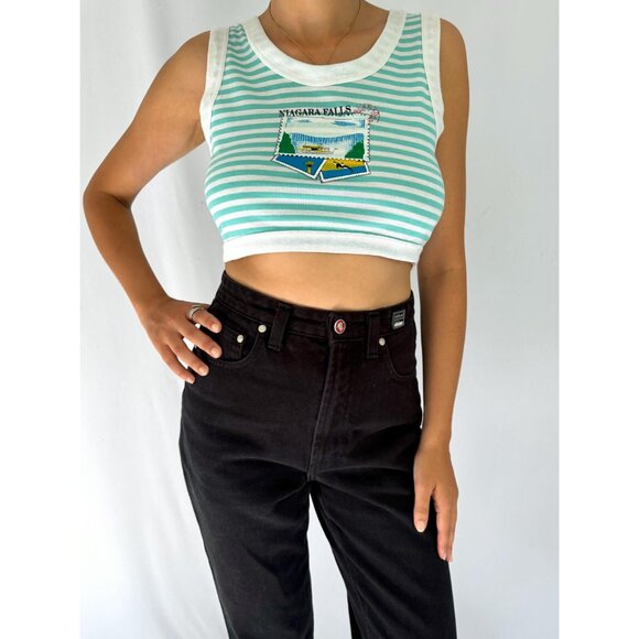 90s vintage striped niagara falls canada graphic retro crop top cropped tank top - Picture 3 of 9